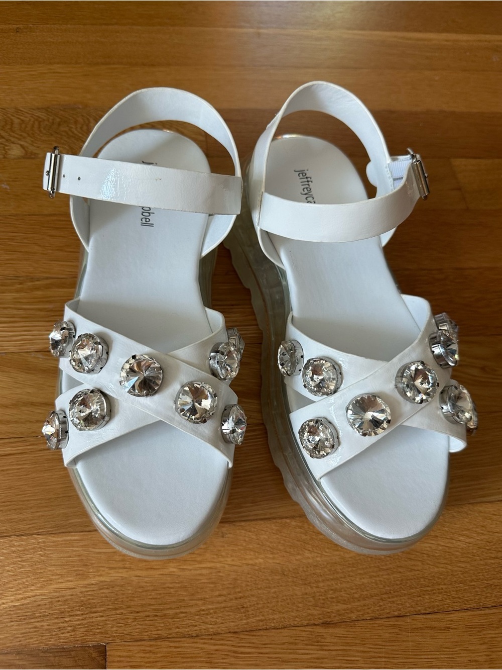 Jeffrey Campbell White Jeweled Platform Sandals